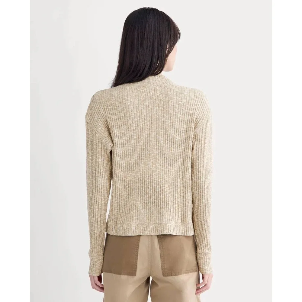 Everlane Craft Rib Boxy Funnel Neck Women XS Cornstalk Bone NWT Sustainable Knit